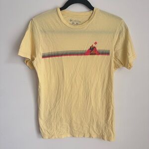 Columbia Mens Yellow Short Sleeve Tee with Mountain Graphic